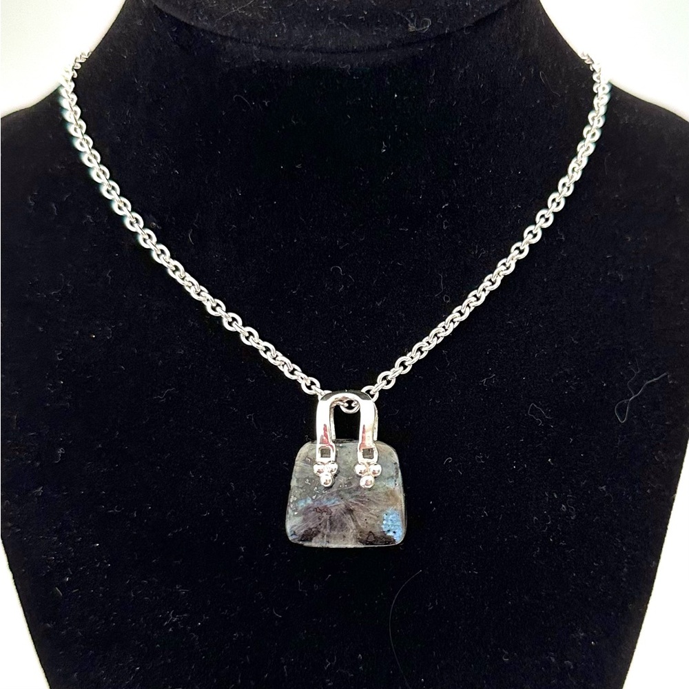 Elegant Silver and Black Pendant Necklace